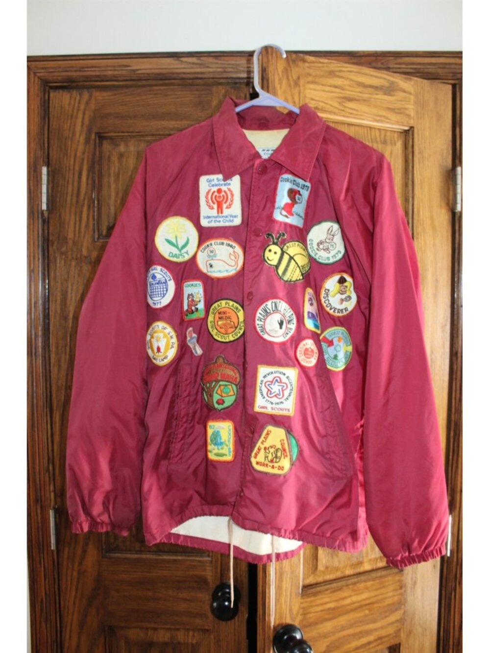Vintage Girl Scout Patch Collection On Windbreaker Jacket 49 Patches Total